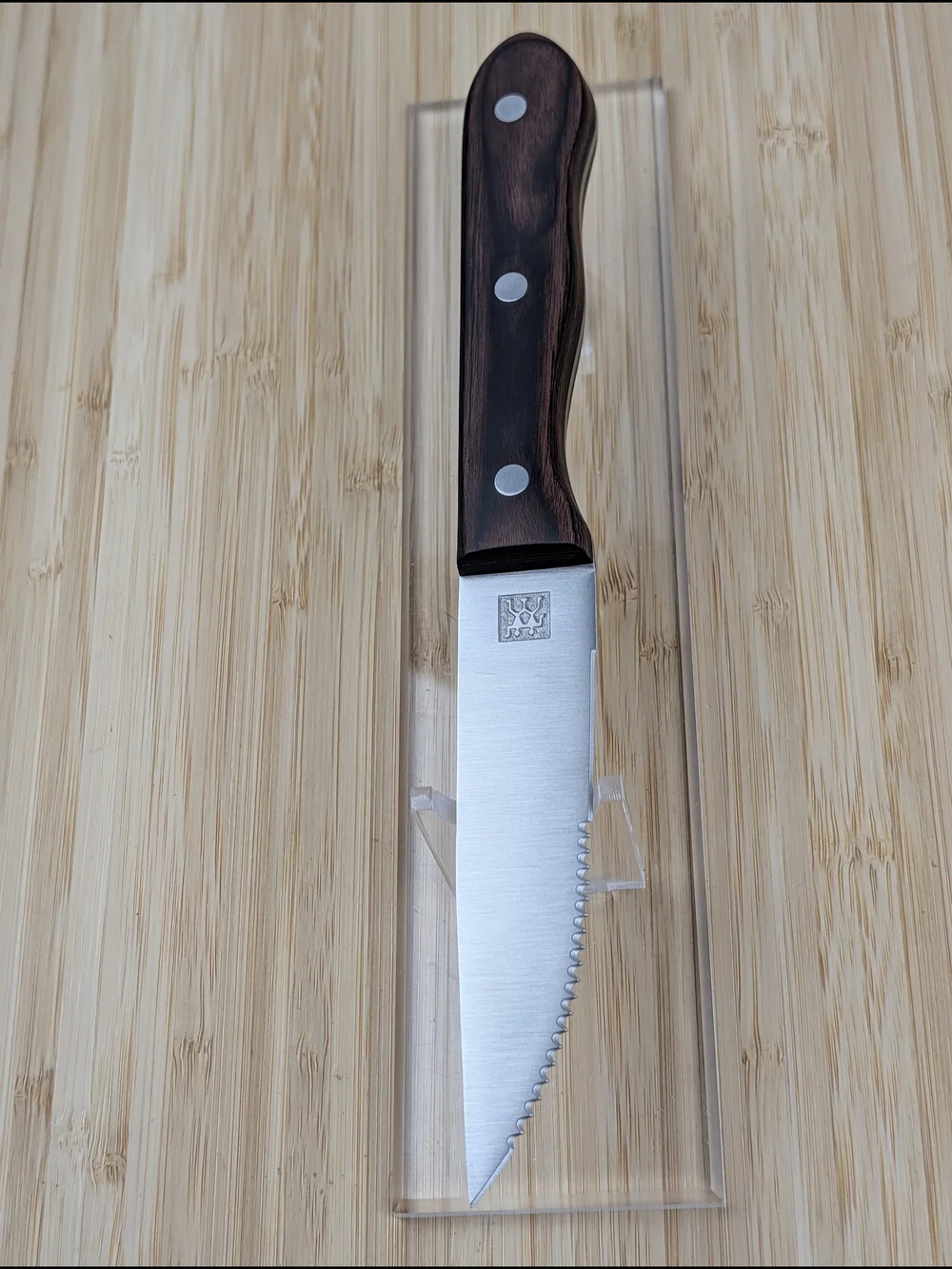 ZWILLING Serrated Steakhouse Steak Knife - Brown Wood Handle, Stainless Blade